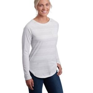 Kuhl Women's Rae Stripe Long Sleeve Shirt Gray White Small NWT